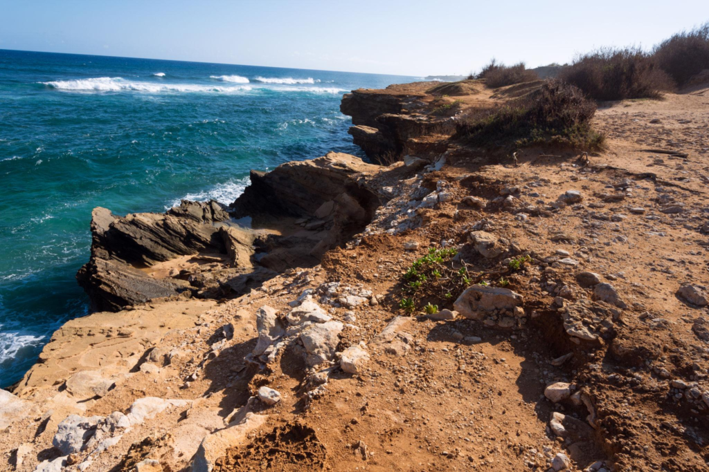 Coastline along Maha'ulepu Heritage Trail on island of Kauai
